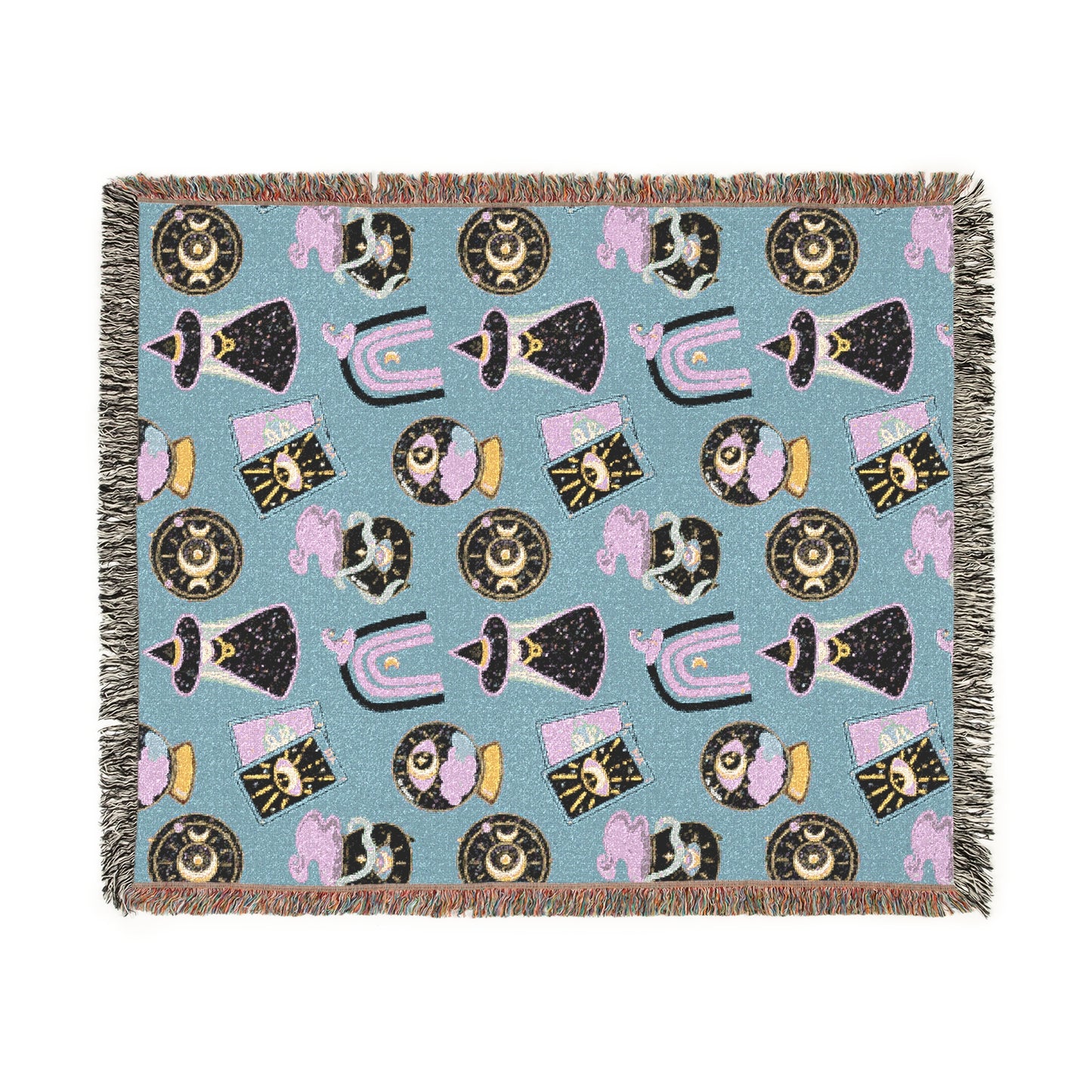 Witchcraft, Tarot, & Rainbows - Halloween - Woven Tapestry Throw Blanket