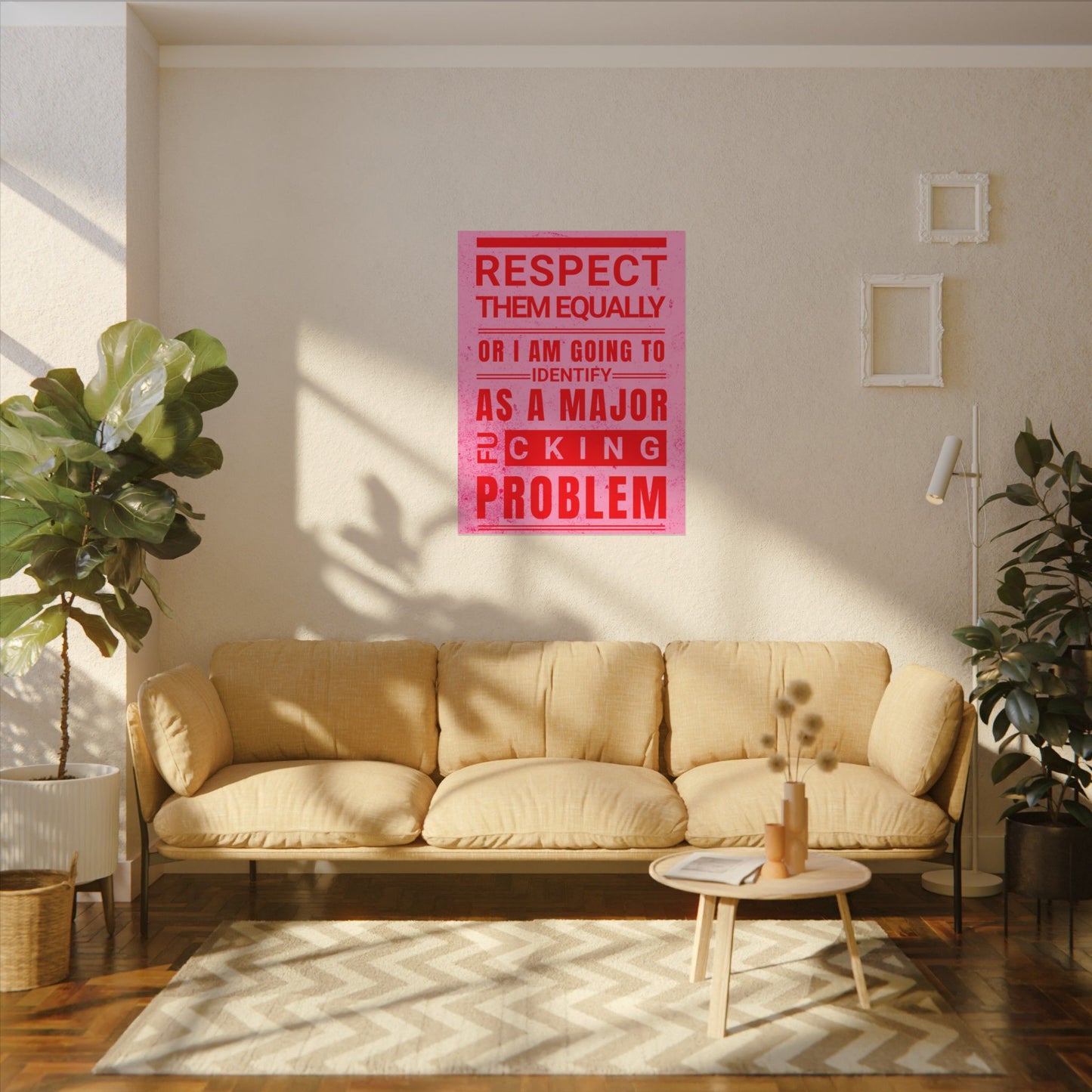 Respect Equally Premium Heavy Weight Matte Textured Wall Art Poster Print - RED, PINK