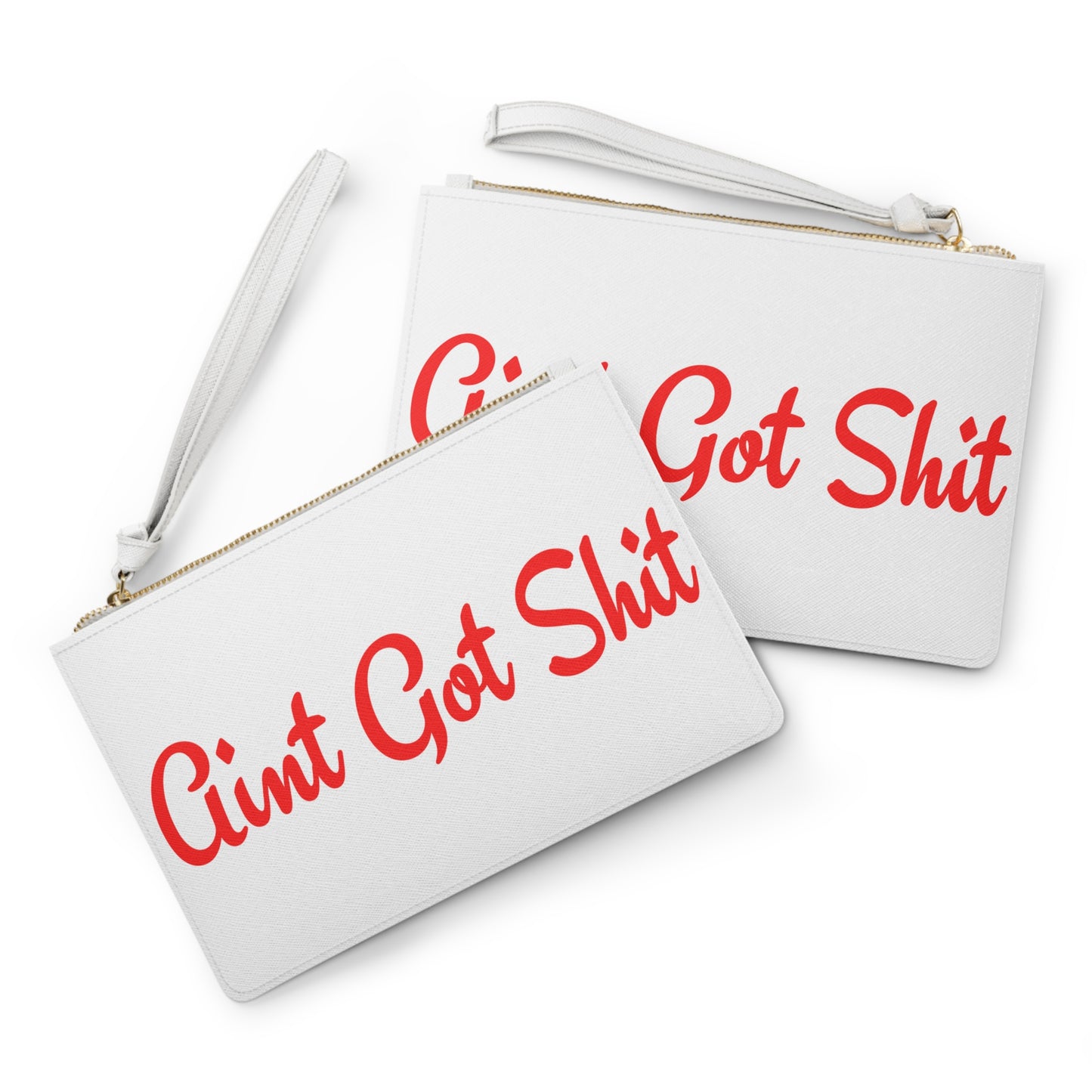 Ain't Got Shit Vegan Leather Wristlet Clutch Bag - Red