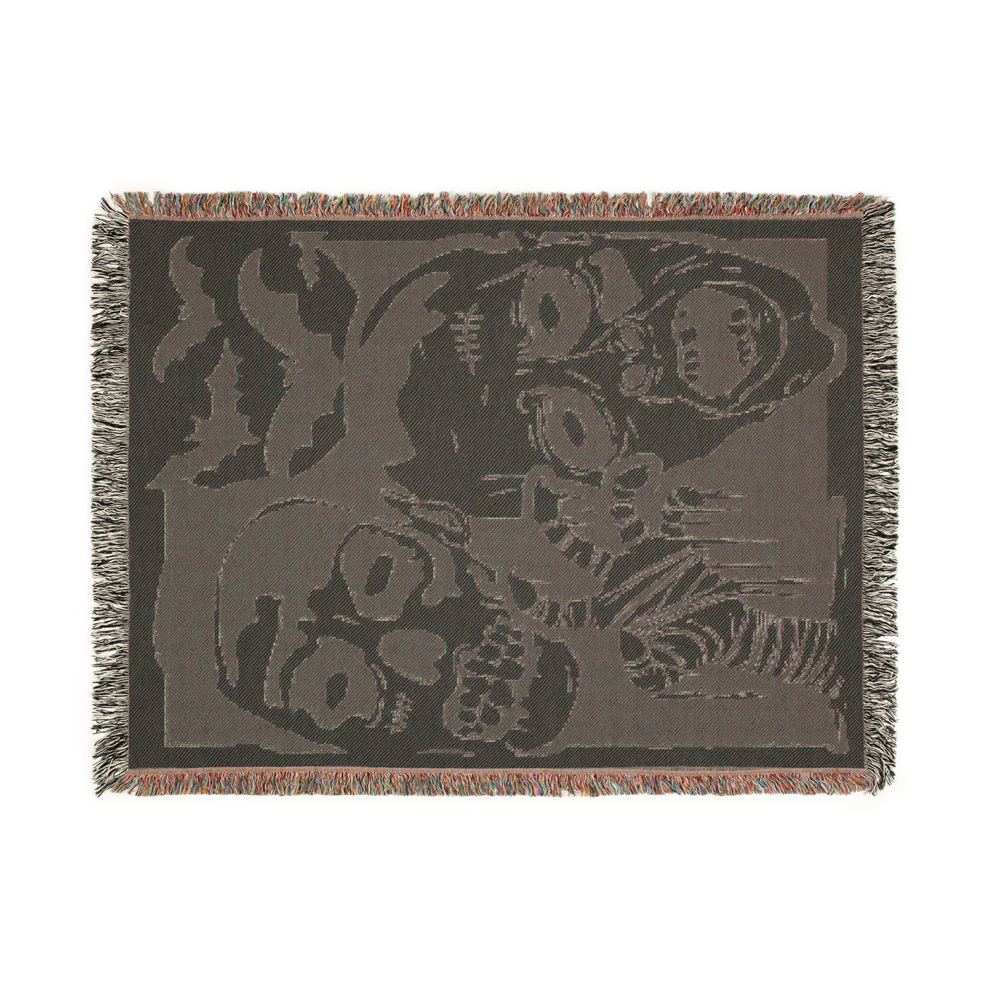 Monster Mash Goofy Ghouls Halloween Vintage Literary Woven Tapestry Jacquard Throw Blanket