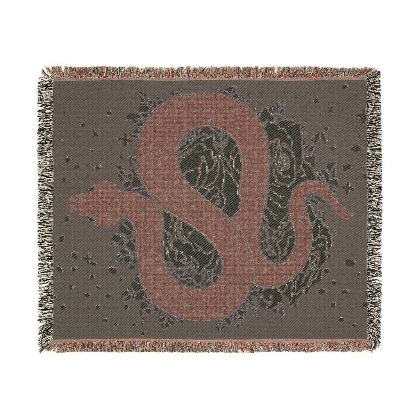 Snake & Roses Woven Jacquard Tapestry Throw Blanket - Halloween