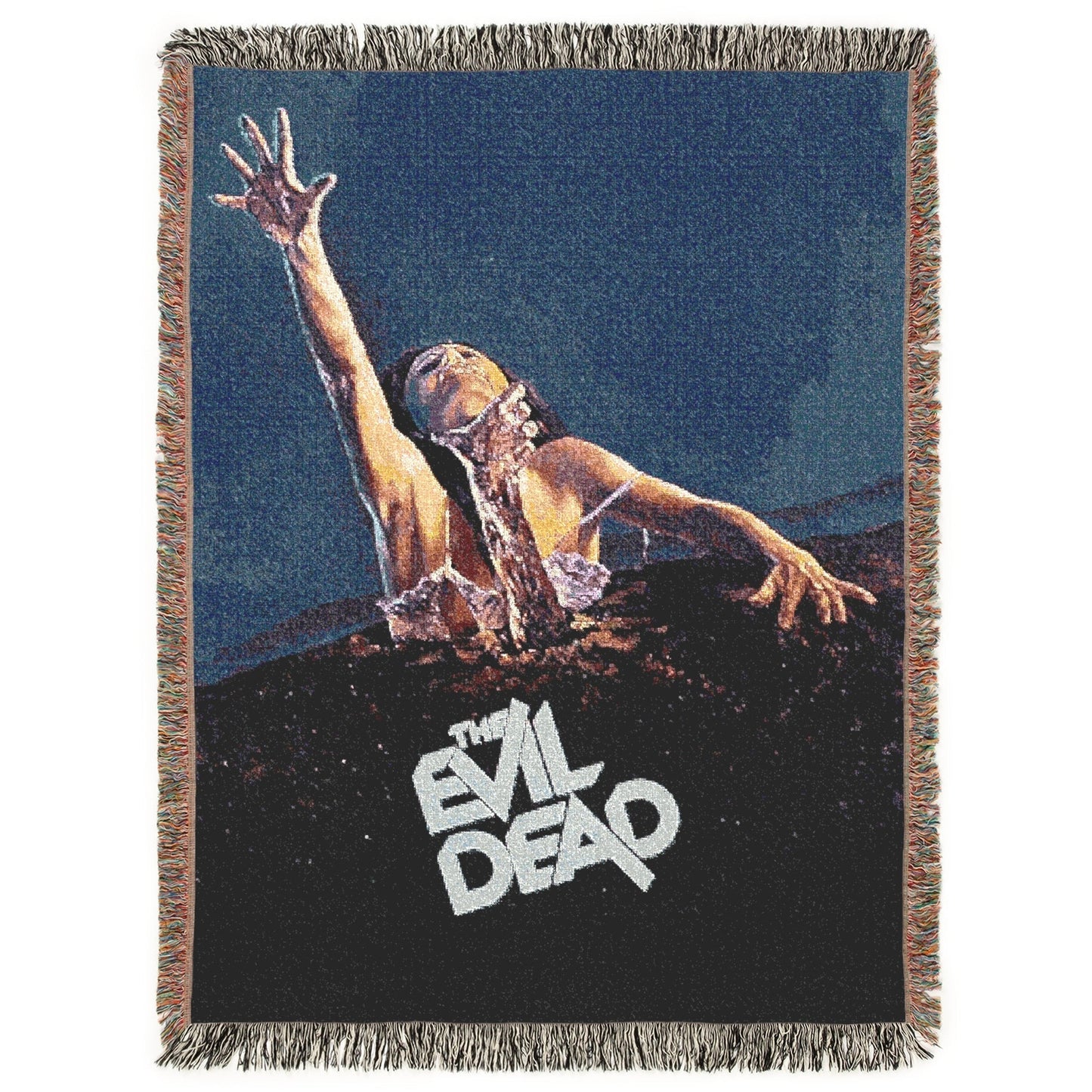 Vintage Movie Poster Evil Dead - Woven Tapestry Jacquard Throw Blanket - Halloween