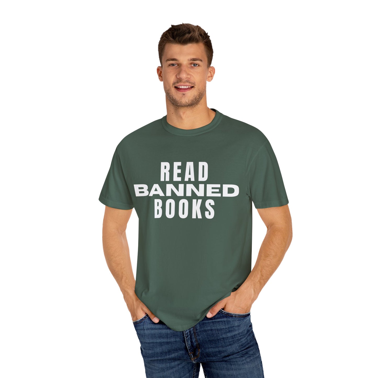"Read Banned Books" - Unisex Premium Garment Dye T-Shirt - 32 Color Options