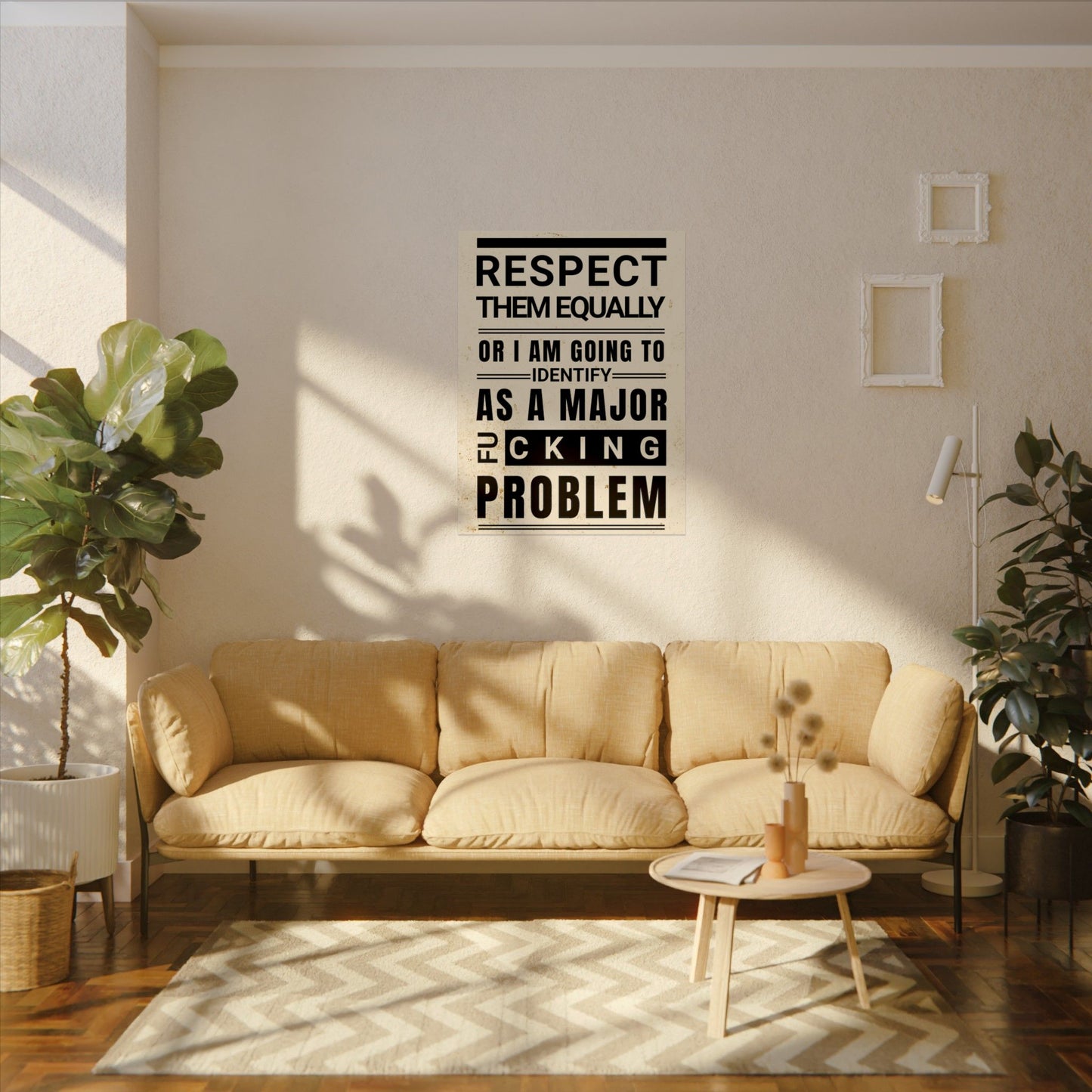 Respect Equally Premium Heavy Weight Matte Textured Wall Art Poster Print - Black, Neutral