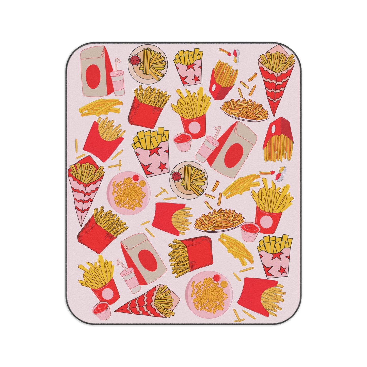 French Fries Picnic Blanket - Pink & Red