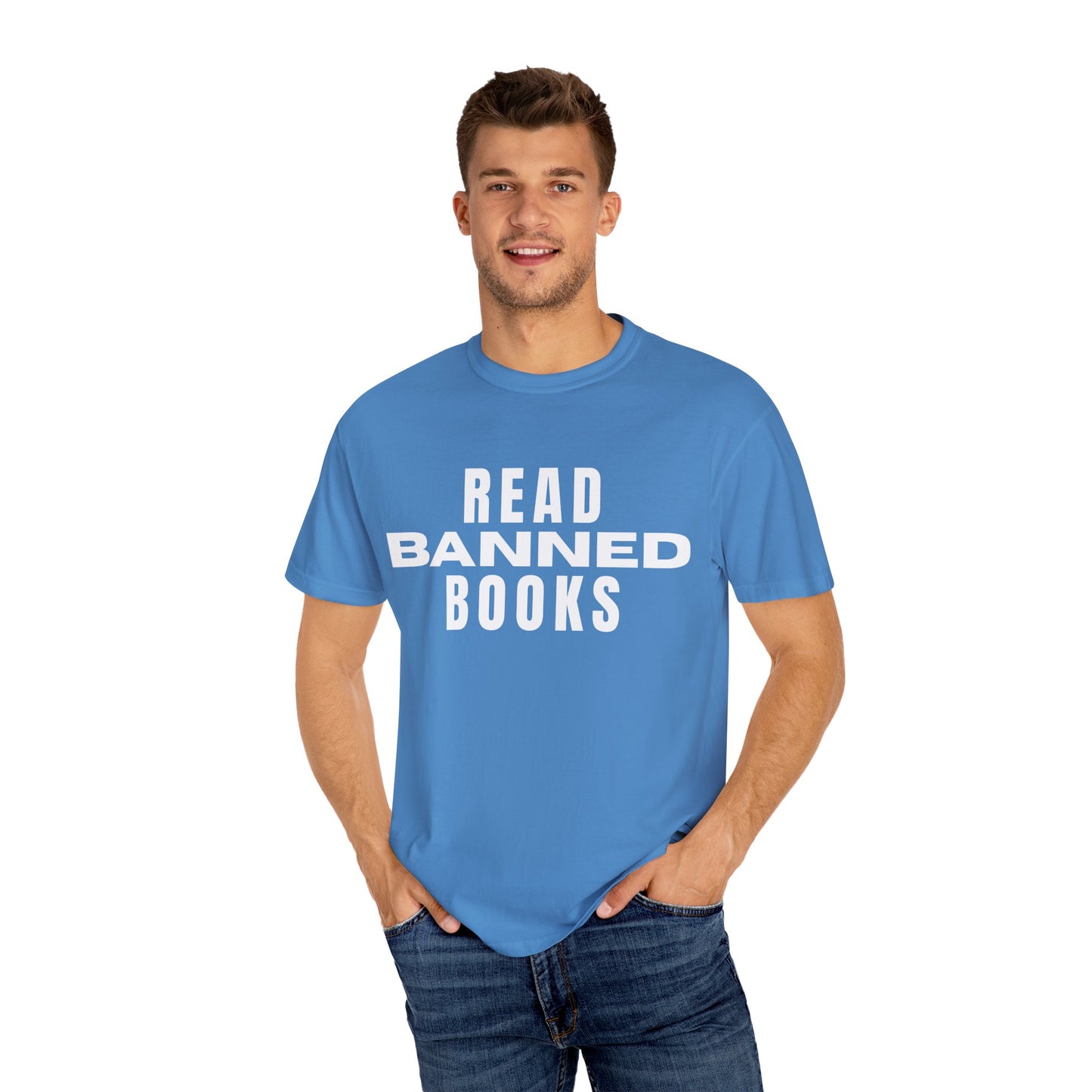 "Read Banned Books" - Unisex Premium Garment Dye T-Shirt - 32 Color Options