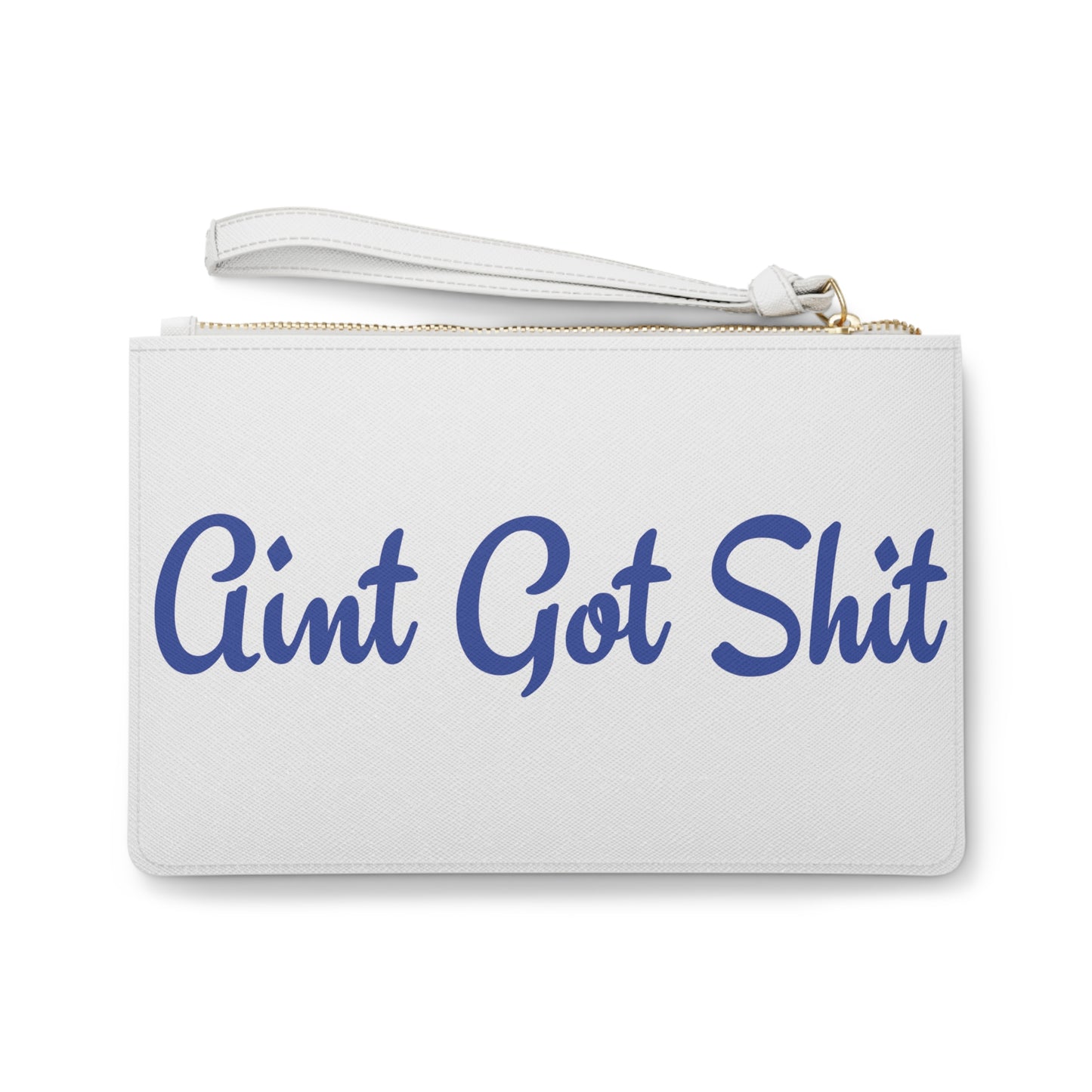 Ain't Got Shit Vegan Leather Wristlet Clutch Bag - Blue