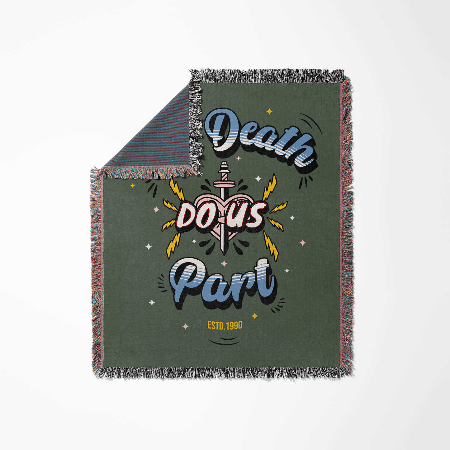 'Till Death Do Us Part' Woven Jacquard Throw Blanket with your Date, Year, Names or Text - Green