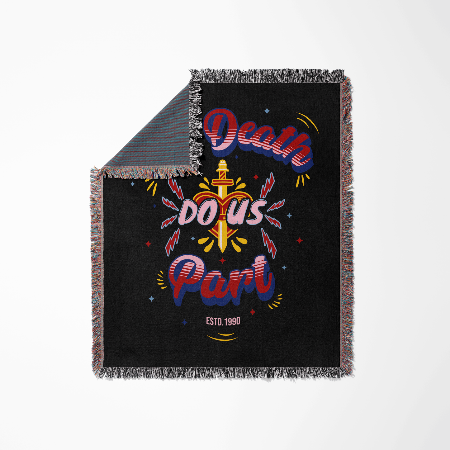 'Till Death Do Us Part' Woven Jacquard Throw Blanket with your Date, Year, Names or Text - Black