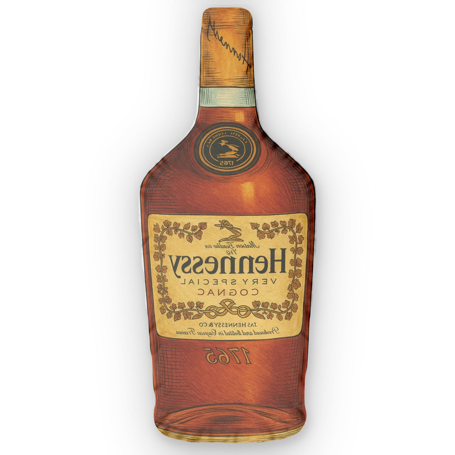 Unique Hennessy Cognac Bottle Custom Shaped Pillows