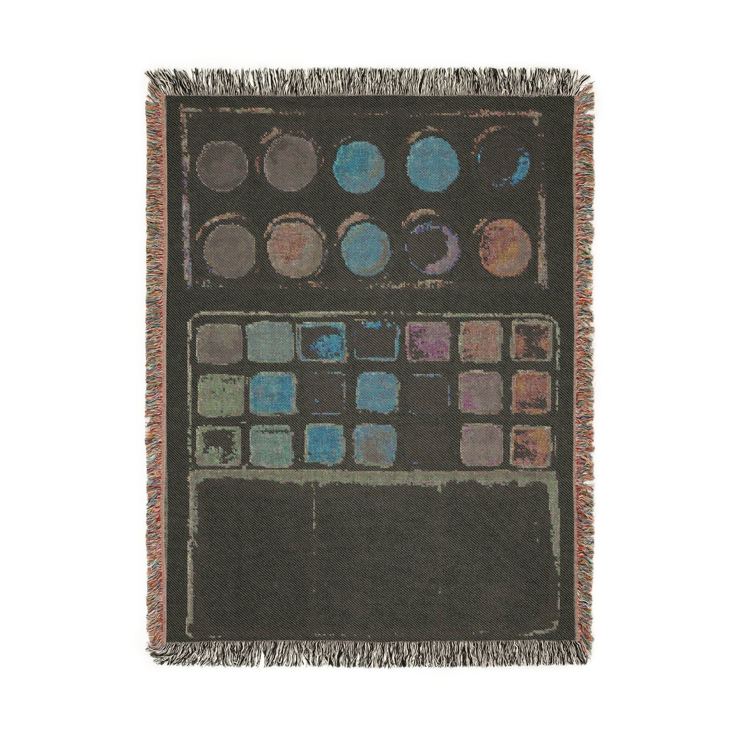 Watercolor Palette Woven Tapestry Jacquard Throw Blanket