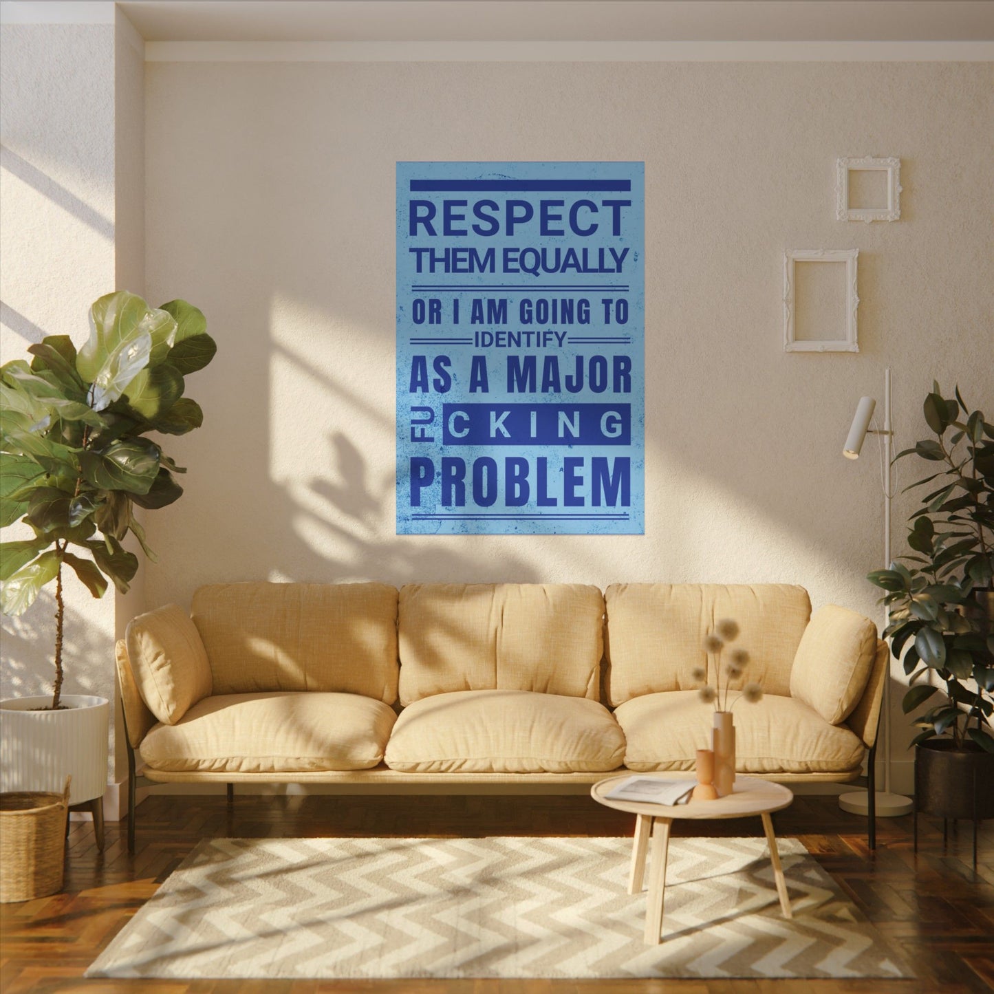 Respect Equally Premium Heavy Weight Matte Textured Wall Art Poster Print - Blue