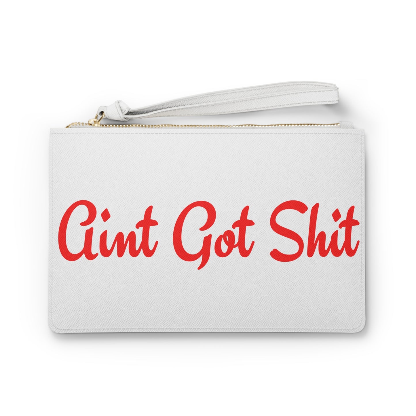 Ain't Got Shit Vegan Leather Wristlet Clutch Bag - Red