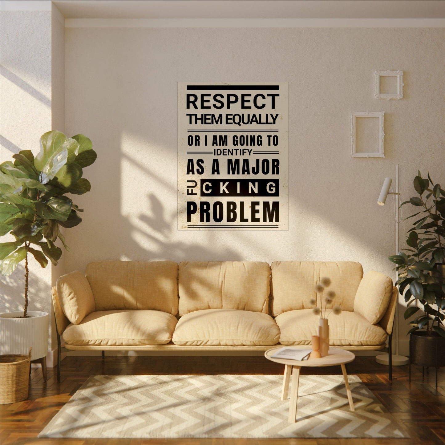 Respect Equally Premium Heavy Weight Matte Textured Wall Art Poster Print - Black, Neutral