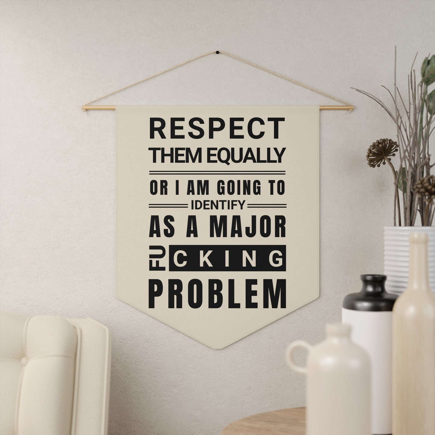 Respect Equally Flag/Pennant Wall Art- Black, Neutral Pennant