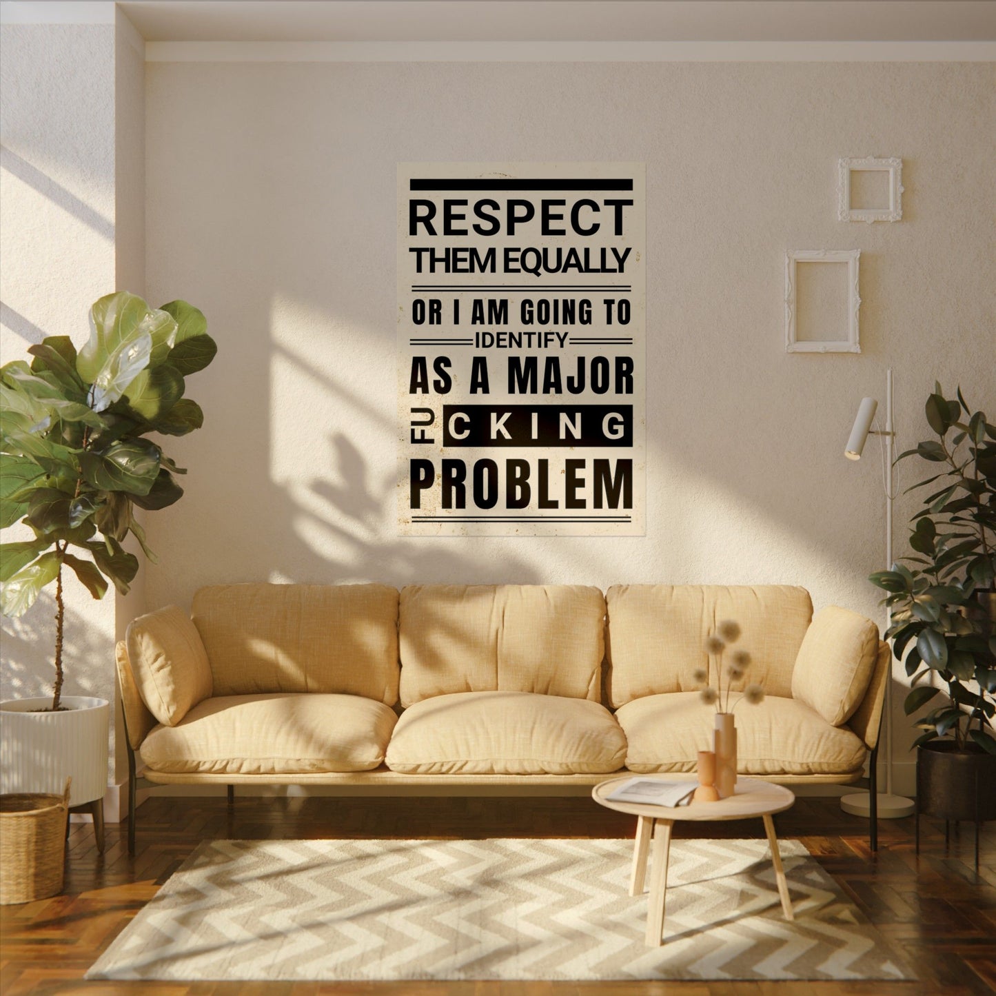 Respect Equally Premium Heavy Weight Matte Textured Wall Art Poster Print - Black, Neutral