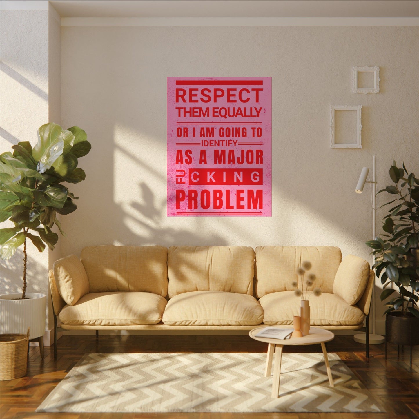 Respect Equally Premium Heavy Weight Matte Textured Wall Art Poster Print - RED, PINK
