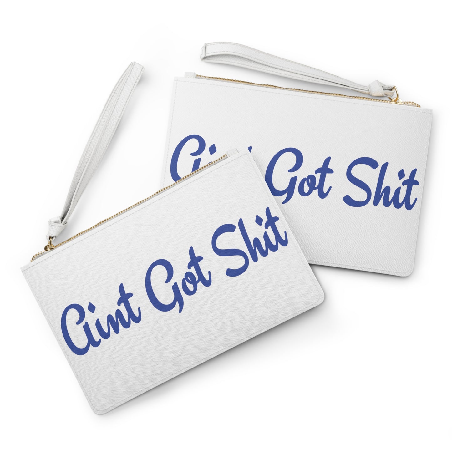 Ain't Got Shit Vegan Leather Wristlet Clutch Bag - Blue