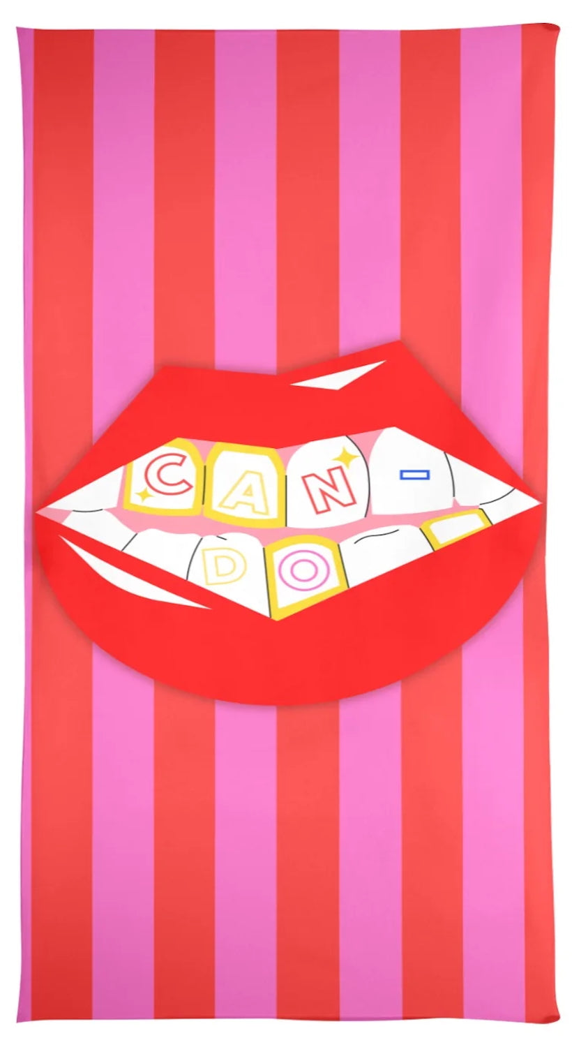 CanDo Goods Grill Red and Pink Stripe Beach Towel