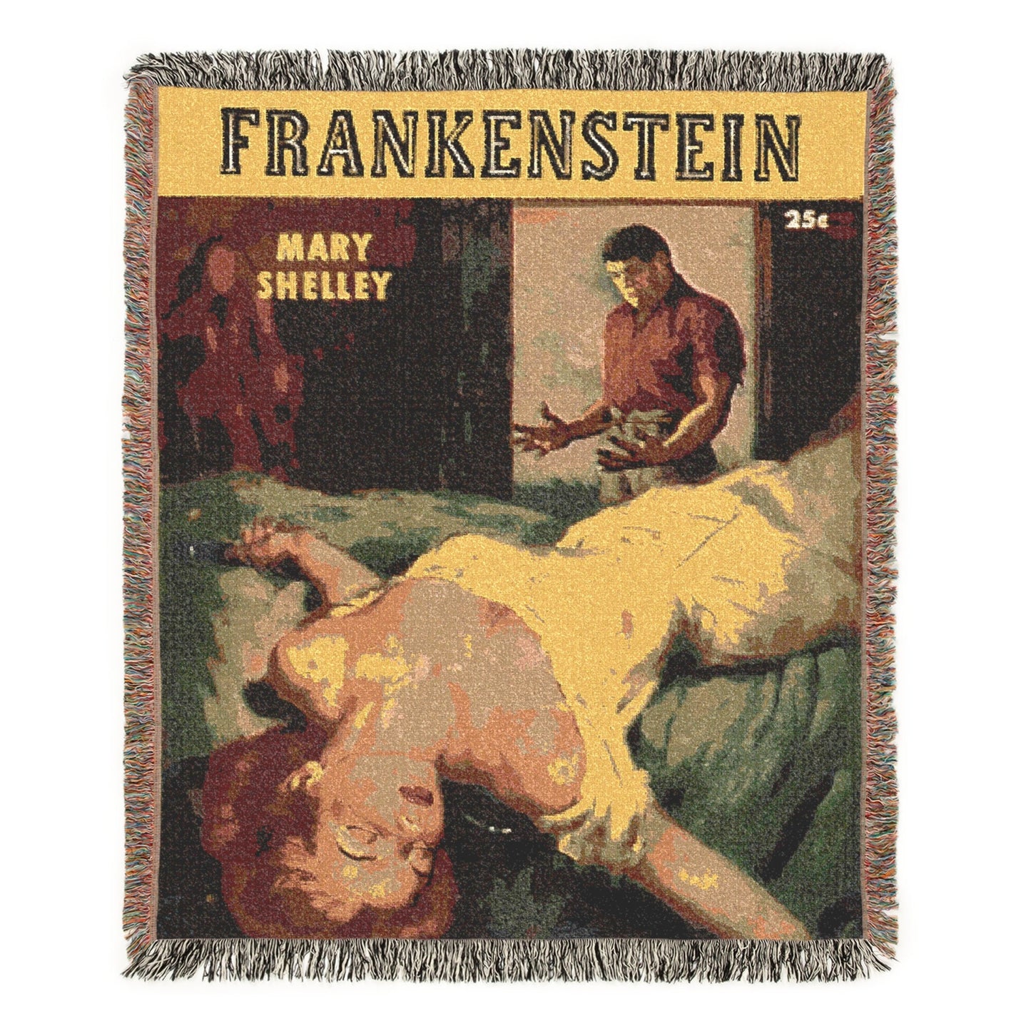 Frankenstein Vintage Comic Book - Halloween - Woven Tapestry Throw Blanket