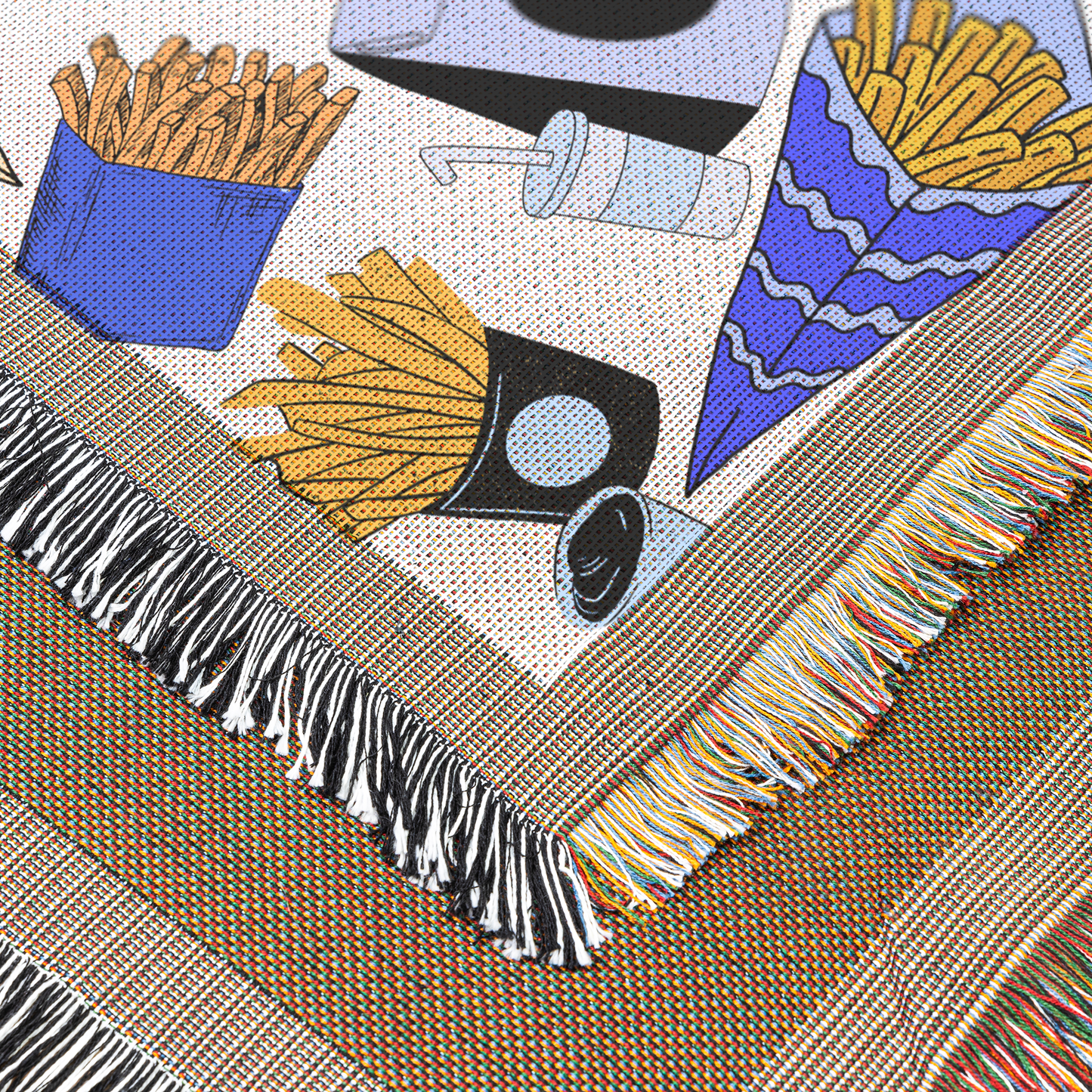 Can I get a side of fries with that - French Fries Custom Woven Blanket - Blue