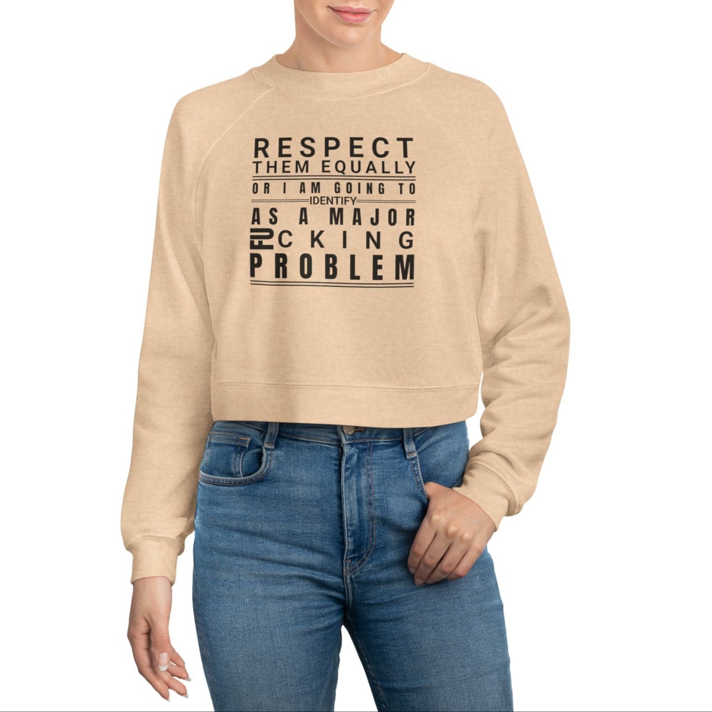 Respect Them Boxy Crop Crewneck Pullover Sweatshirt - 4 Colors