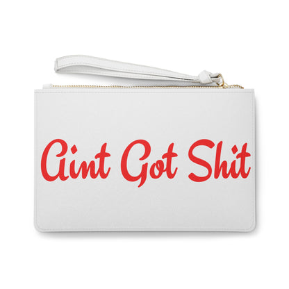 Ain't Got Shit Vegan Leather Wristlet Clutch Bag - Red