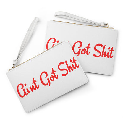 Ain't Got Shit Vegan Leather Wristlet Clutch Bag - Red