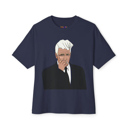A portrait of David Lynch - Premium Unisex Oversized Boxy Tee