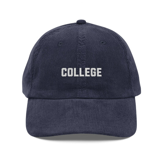 Vintage COLLEGE Corduroy Embroidered Hat