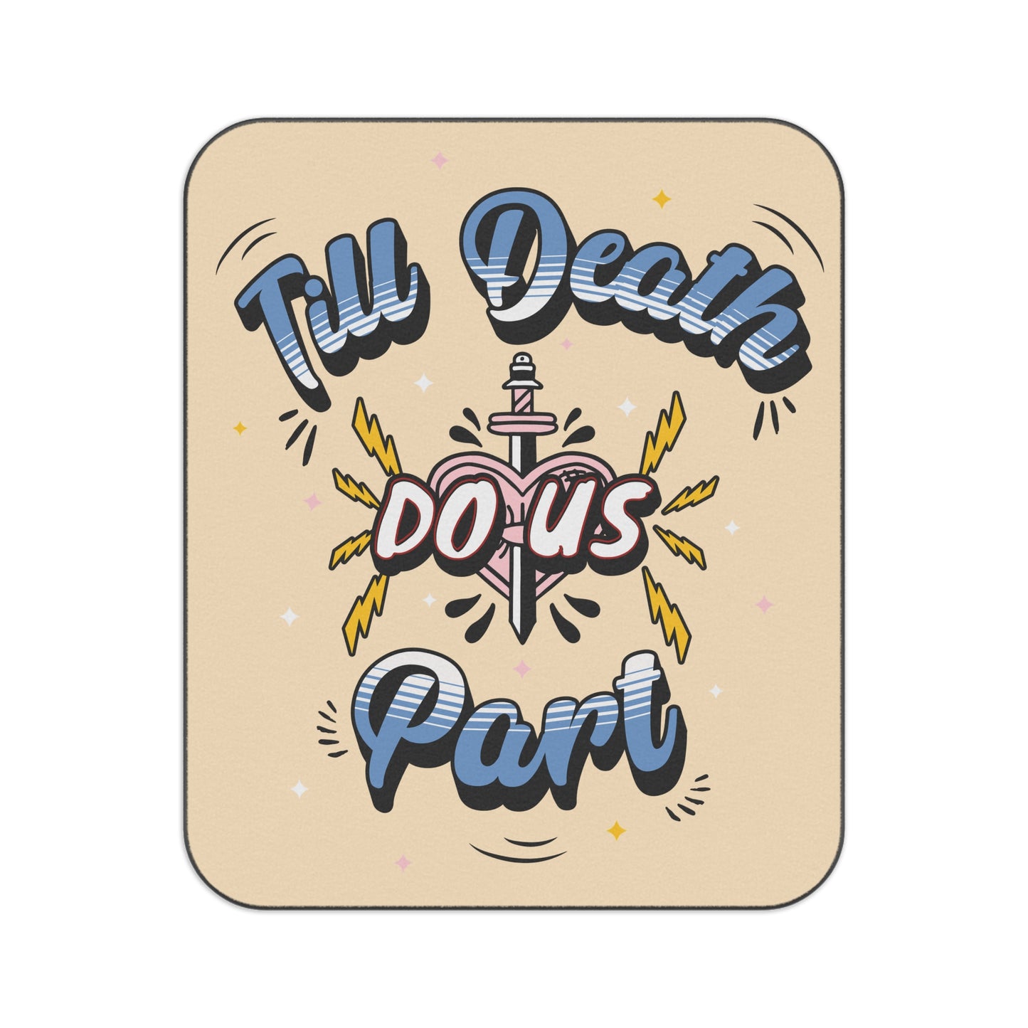 Till Death Do Us Part - Picnic Blanket with Carry Strap for Couples, Romantic Outdoor Blanket, Wedding Gift, Engagement Picnic Gear - Cream