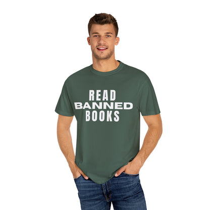 "Read Banned Books" - Unisex Premium Garment Dye T-Shirt - 32 Color Options