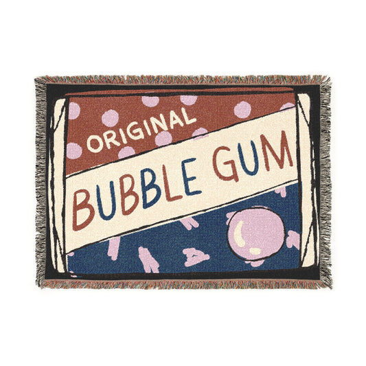 Vintage Style Bubble Gum - Halloween - Woven Tapestry Throw Blanket