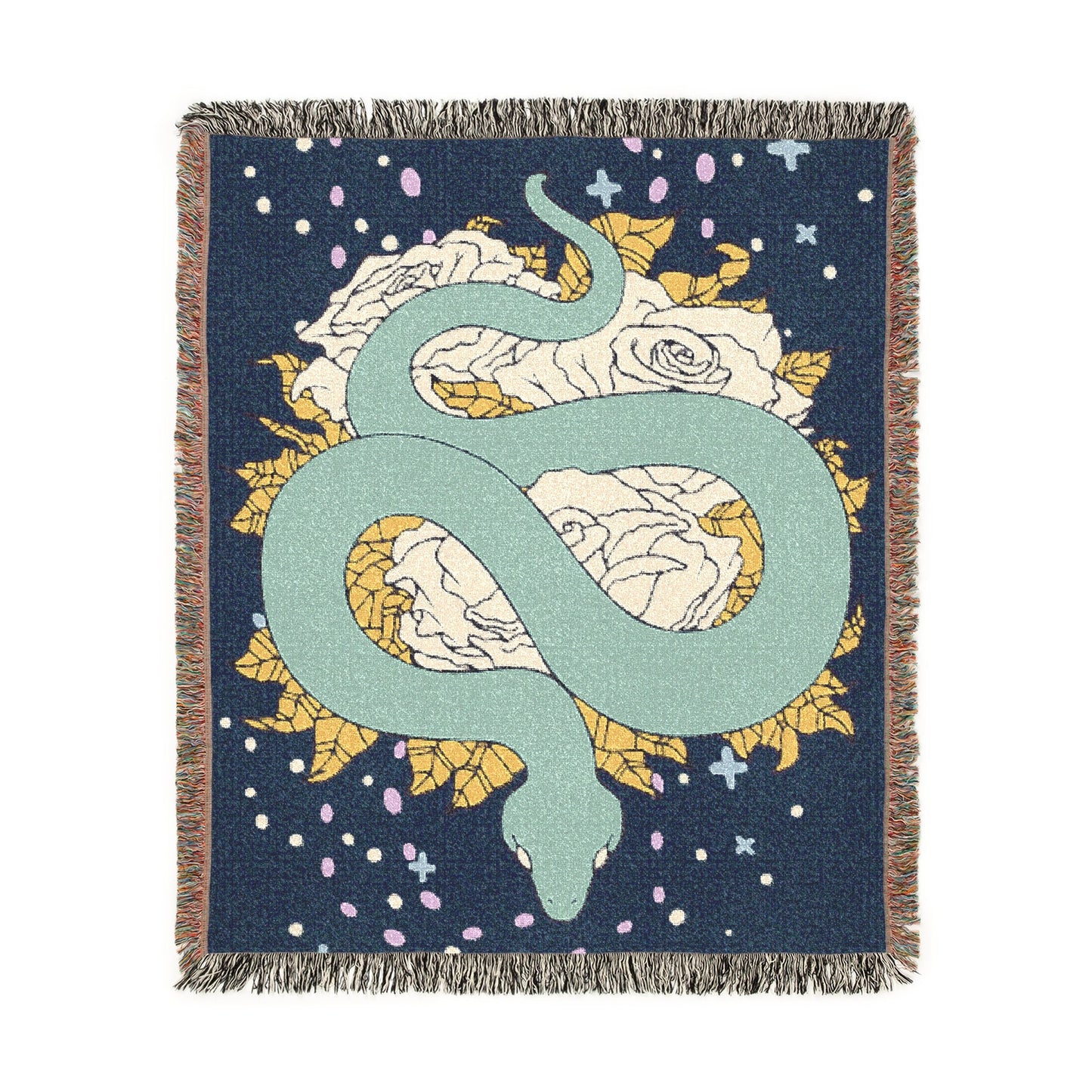 Snake & Roses Woven Jacquard Tapestry Throw Blanket - Halloween