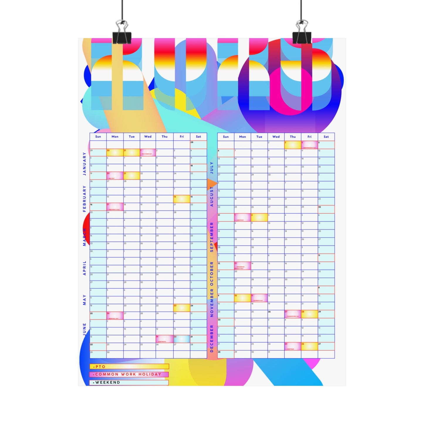 2025 OOO Calendar – Turn 10 Days of Paid Time off Into Over 40+ Days Off with our Annual Calendar as a reminder to take care