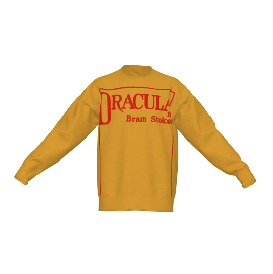 Unisex Dracula Vintage Book Cover Relaxed Knit Sweater - Halloween