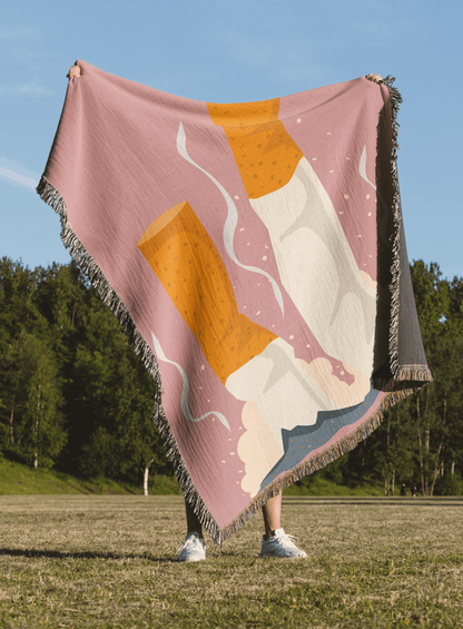CanDo Cigarette Butt Woven Blanket- Dusty Pink