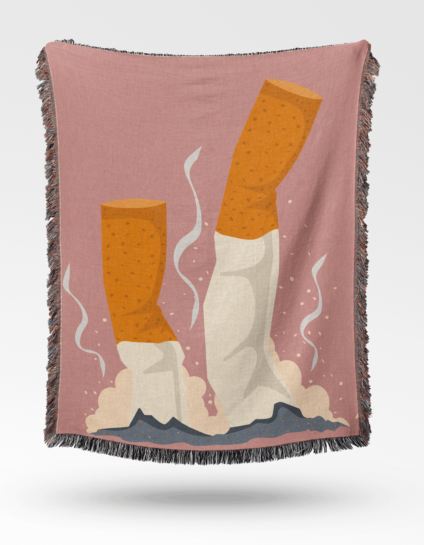 CanDo Cigarette Butt Woven Blanket- Dusty Pink