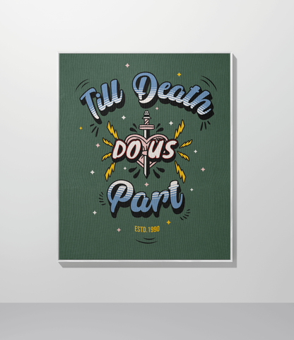'Till Death Do Us Part' Woven Jacquard Throw Blanket with your Date, Year, Names or Text - Green