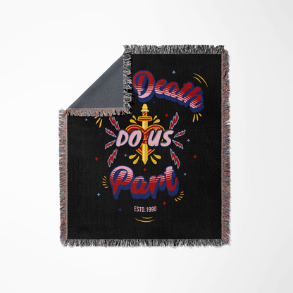'Till Death Do Us Part' Woven Jacquard Throw Blanket with your Date, Year, Names or Text - Black
