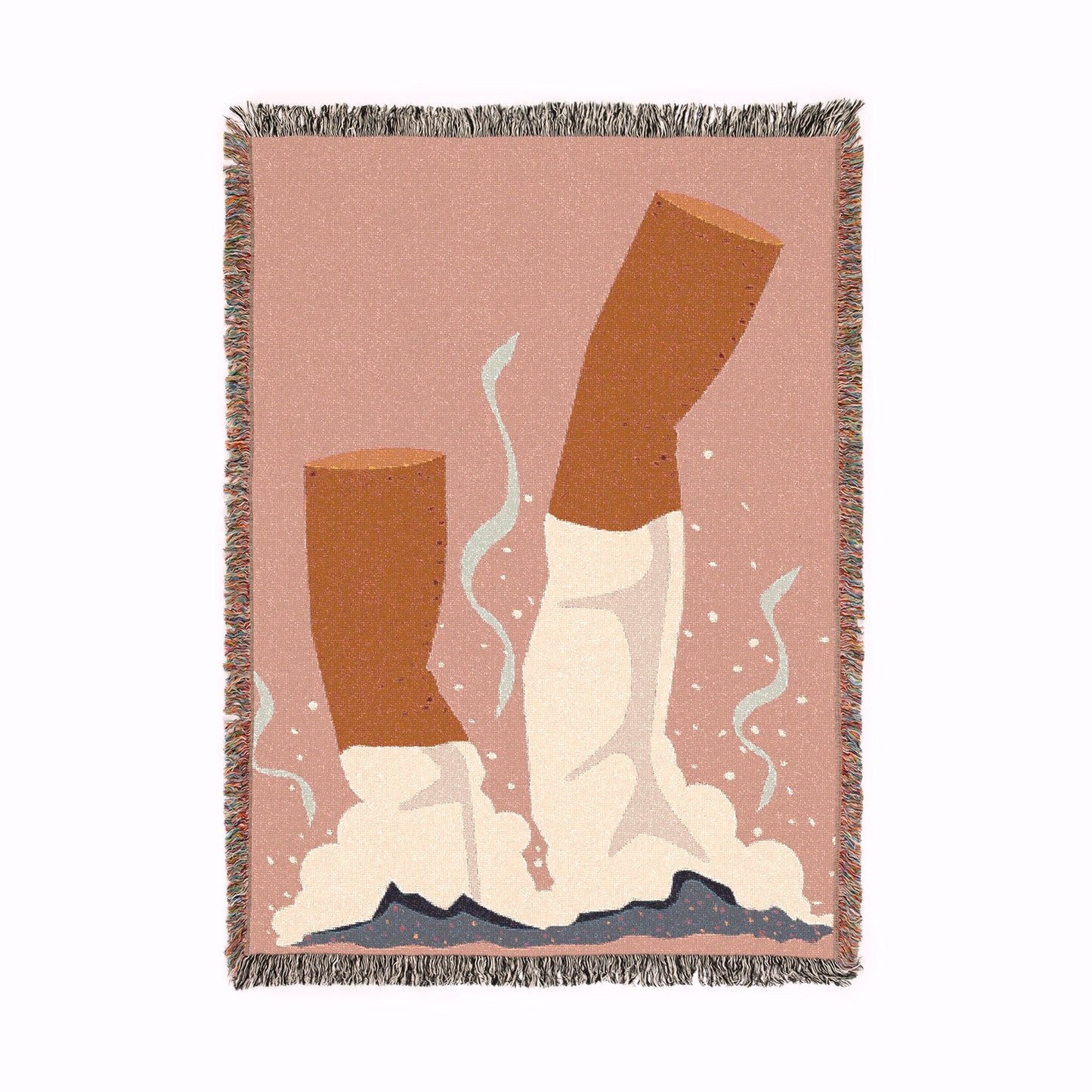 CanDo Cigarette Butt Woven Blanket- Dusty Pink