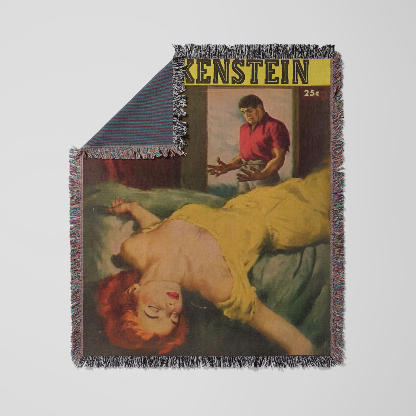 Frankenstein Vintage Comic Book - Halloween - Woven Tapestry Throw Blanket