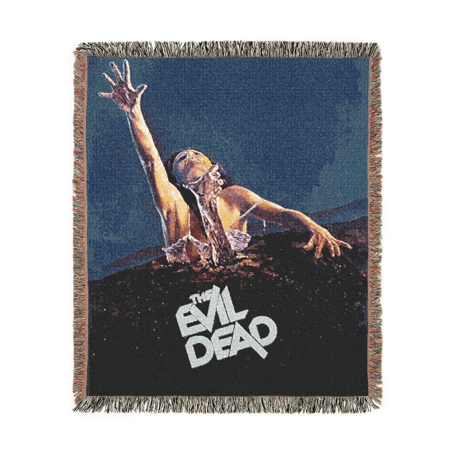 Vintage Movie Poster Evil Dead - Woven Tapestry Jacquard Throw Blanket - Halloween
