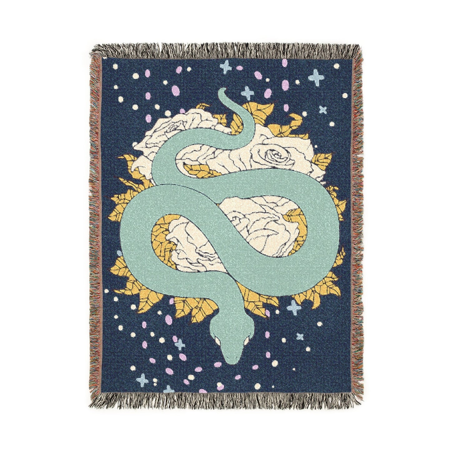 Snake & Roses Woven Jacquard Tapestry Throw Blanket - Halloween