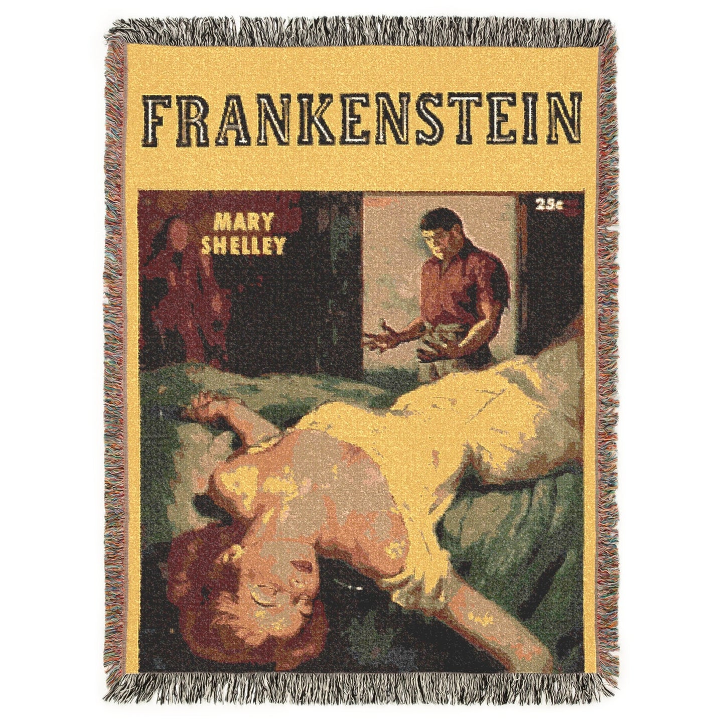 Frankenstein Vintage Comic Book - Halloween - Woven Tapestry Throw Blanket