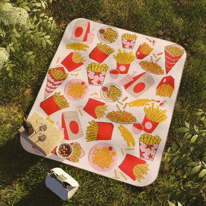 French Fries Picnic Blanket - Pink & Red