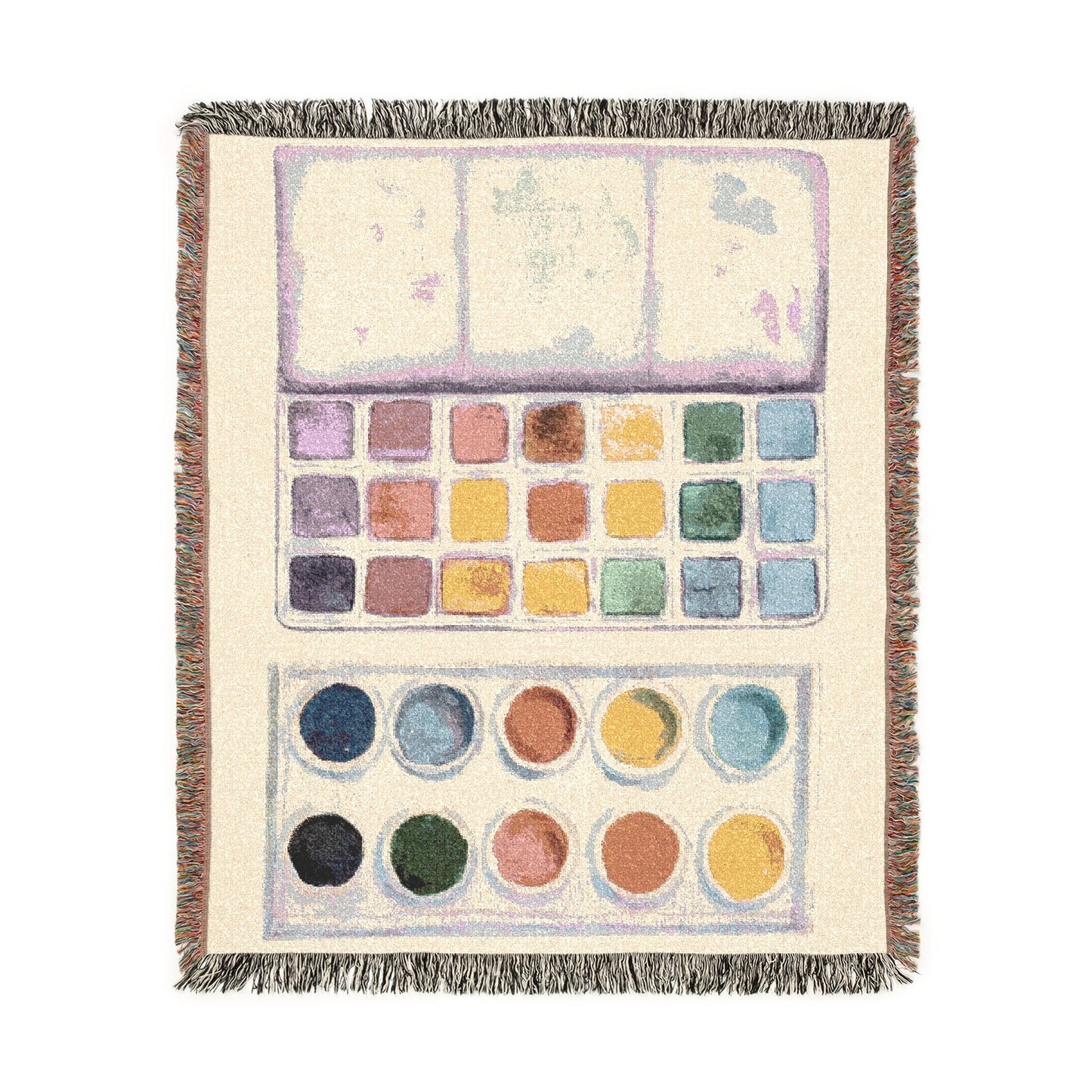 Watercolor Palette Woven Tapestry Jacquard Throw Blanket