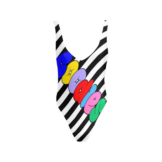 Goodies - Stripe Women's Halter Straps Backless Swimsuit