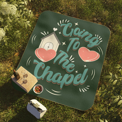 Going to the Chapel - Picnic Blanket with Carry Strap - Engagement gift - Bride to be, Couples - Romantic Outdoor Wedding Gift