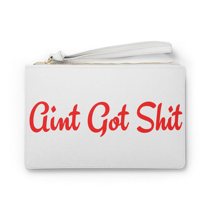 Ain't Got Shit Vegan Leather Wristlet Clutch Bag - Red